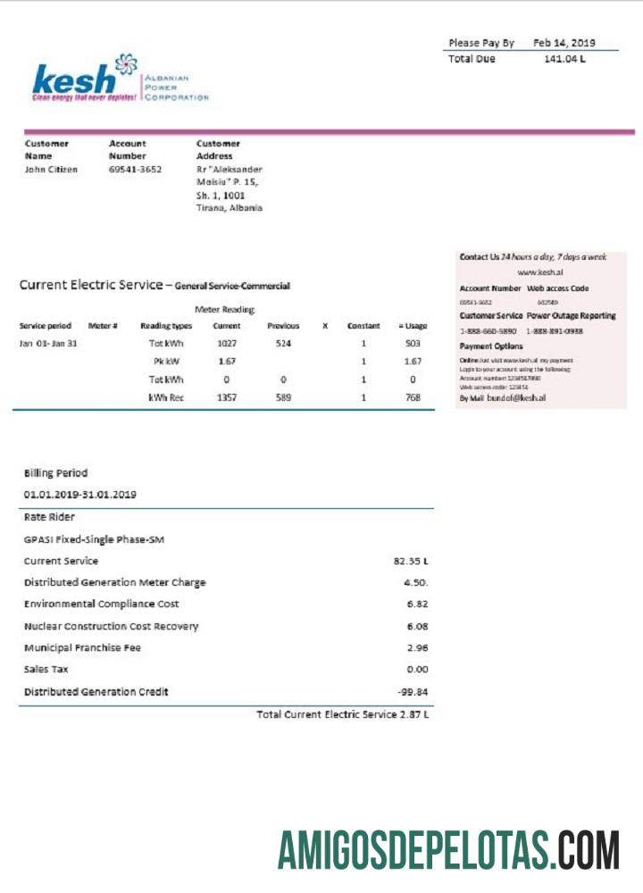 Albânia Corporação Albanesa de Energia exemplo real